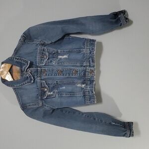 RUE21 jacket womens size small demin ripped torn destroyed holes shop jacket